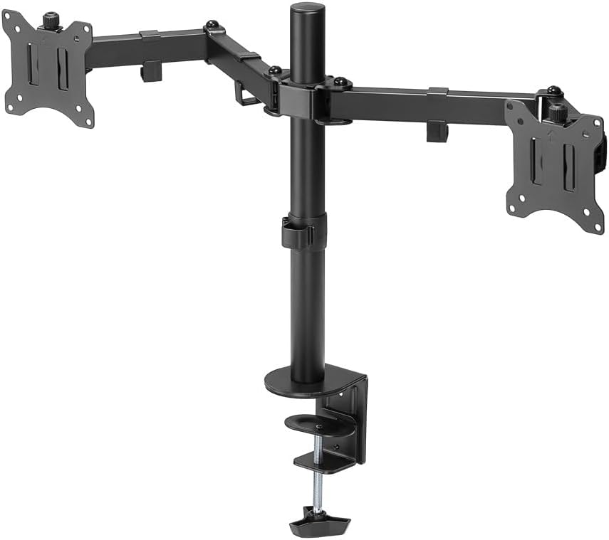goobay 58529 32 Inch Monitor Mount Dual Flex 17-32 Inches (43-81 cm) / Screen Mount 2 Monitors/Gaming Monitor Arm Swivel & Tilt/Table Mount VESA 75 & 100 mm/Load Capacity 8 kg double