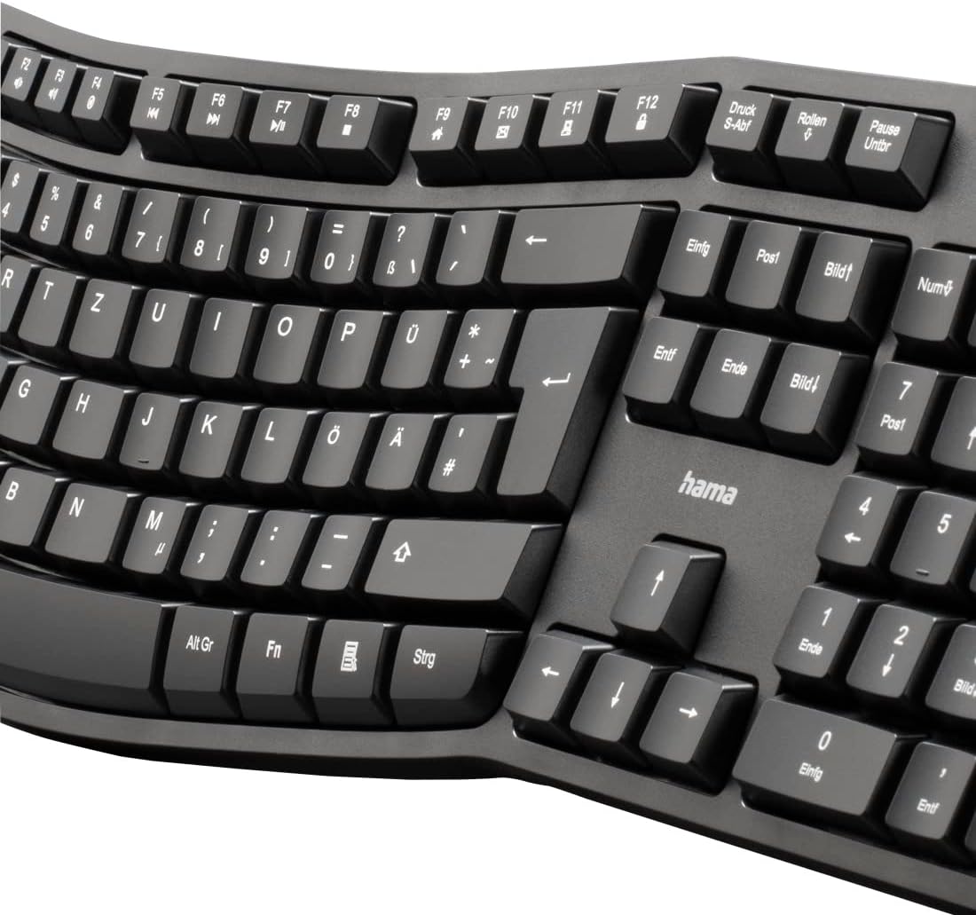 Hama EKC-400 Ergonomic Keyboard with Wrist Rest - Black