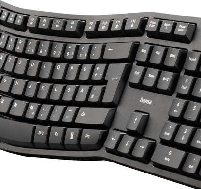 Hama EKC-400 Ergonomic Keyboard with Wrist Rest - Black