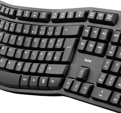 Hama EKC-400 Ergonomic Keyboard with Wrist Rest - Black