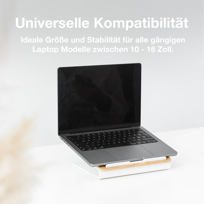 Woodcessories - Laptop Ständer Holz kompatibel für 10" - 16" MacBook Ständer, ergonomische Laptop Halterung aus Eichen Holz