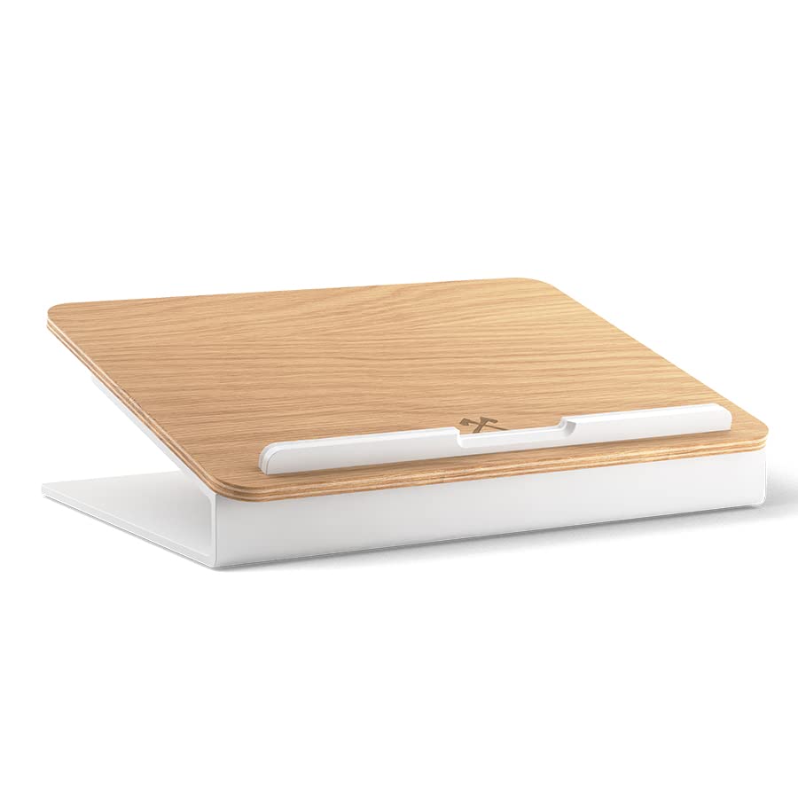 Woodcessories - Laptop Ständer Holz kompatibel für 10" - 16" MacBook Ständer, ergonomische Laptop Halterung aus Eichen Holz
