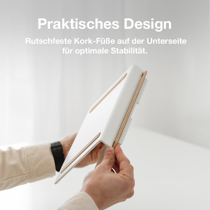 Woodcessories - Laptop Ständer Holz kompatibel für 10" - 16" MacBook Ständer, ergonomische Laptop Halterung aus Eichen Holz