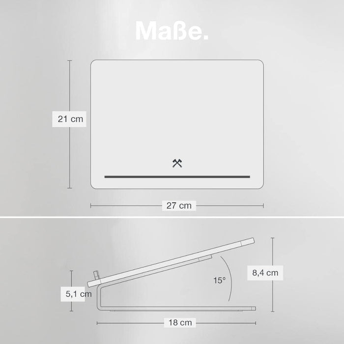 Woodcessories - Laptop Ständer Holz kompatibel für 10" - 16" MacBook Ständer, ergonomische Laptop Halterung aus Eichen Holz