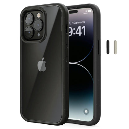 Woodcessories - Clear Case Transparent Compatible with iPhone 14 Pro Case Transparent, Black, Sustainable from Plants Black/Clear