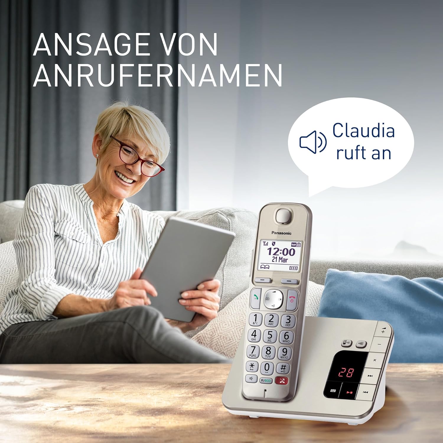 Panasonic KX-TGE260GN Schnurloses Telefon mit Anru