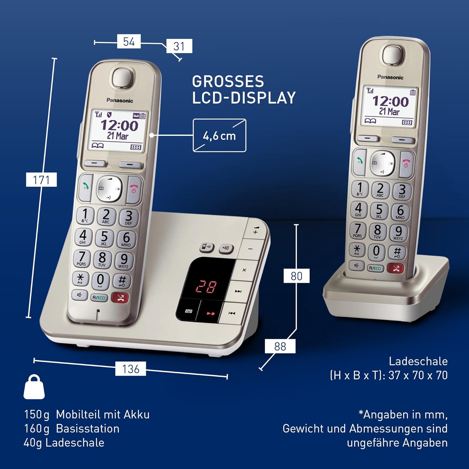 Panasonic KX-TGE262GN Schnurloses Telefon-Set mit