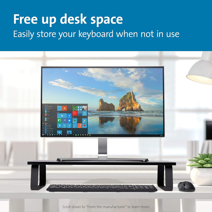 Kensington Extra Wide Monitor Stand for desks. Large computer stand/monitor stand/desk riser (K55726EU), Black Black Up to 32 Inch Monitor Extra Wide