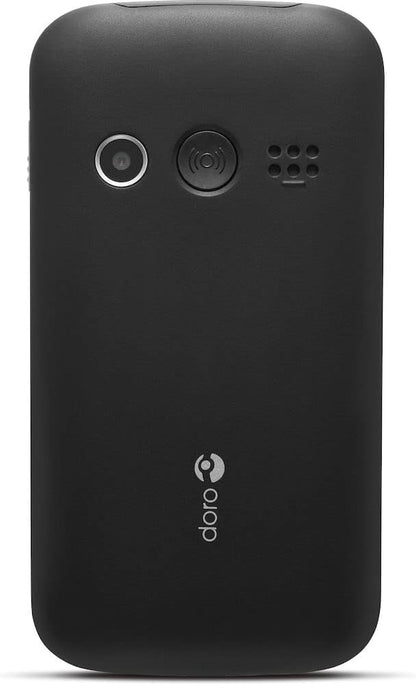 Doro 1380 Handy, 2G, Dual-SIM, für Senioren mit großen Tasten, Kamera, Unterstützungstaste und Ladegerät, schwarz