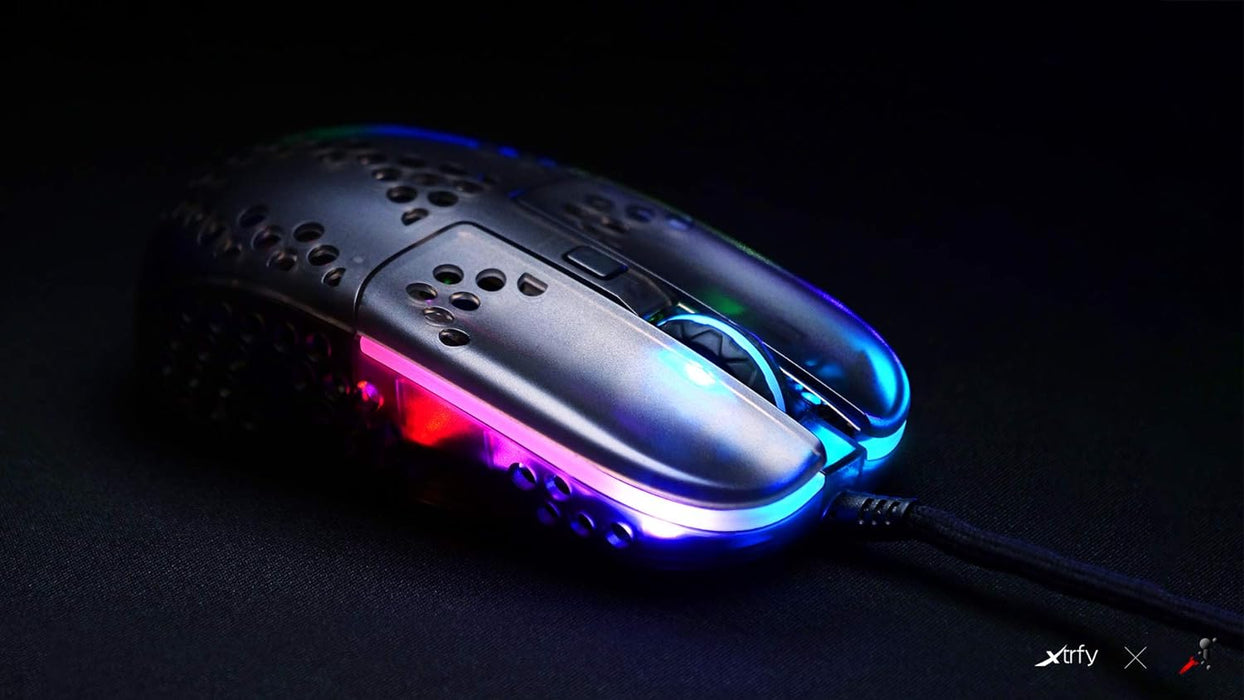Xtrfy MZ1, ultraleichte kabelgebundene Gaming-Maus, hochmoderner Pixart 3389 Sensor, einzigartige Form für optimales Zielen, einstellbare RGB-Beleuchtung, Zy’s Rail Edition
