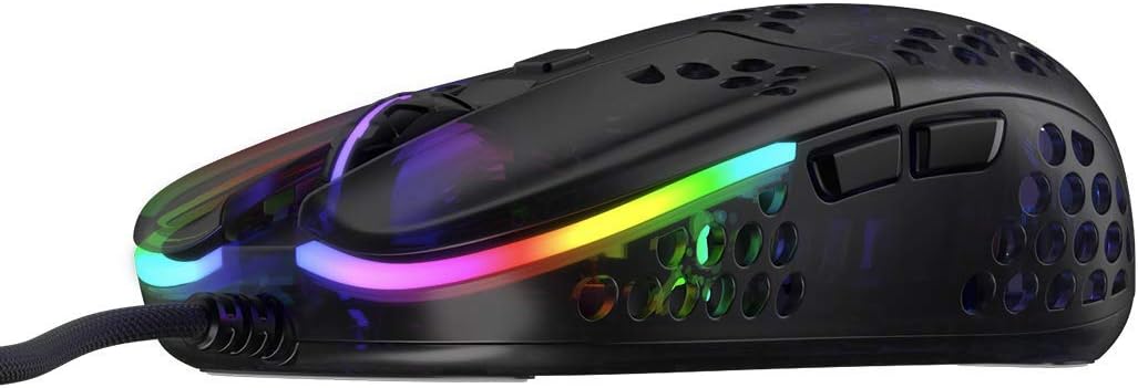 Xtrfy MZ1, ultraleichte kabelgebundene Gaming-Maus, hochmoderner Pixart 3389 Sensor, einzigartige Form für optimales Zielen, einstellbare RGB-Beleuchtung, Zy’s Rail Edition