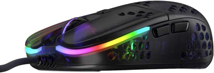 Xtrfy MZ1, ultraleichte kabelgebundene Gaming-Maus, hochmoderner Pixart 3389 Sensor, einzigartige Form für optimales Zielen, einstellbare RGB-Beleuchtung, Zy’s Rail Edition