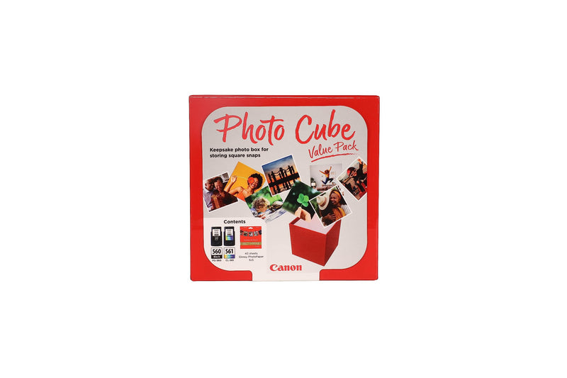 Canon Photo Cube Value Pack, Incluye Cartucho de Tinta PG-560 y CL-561 + 40 Hojas de Papel Fotográfico Brillo, Compatible con Impresoras de Inyección de Tinta PIXMA