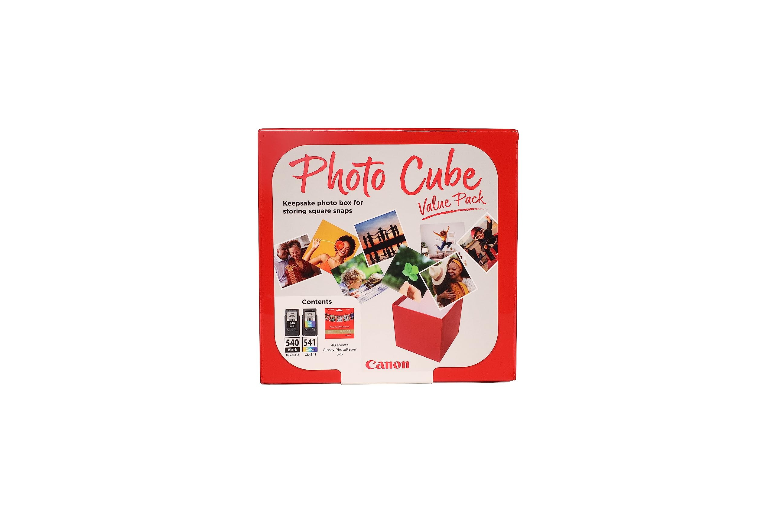 Canon Photo Cube Value Pack, Incluye Cartucho de Tinta PG-540 y CL-541 + 40 Hojas de Papel Fotográfico Brillo, Compatible con Impresoras de Inyección de Tinta Pixma TS5150 y TS5151