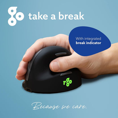 R-Go HE Ergonomic Mouse Wireless, Bluetooth 5.0, Silent Click, Compatible with Anti-RSI software, Prevention Mouse Arm, Rechargeable, Vertical Mouse for Windows/Mac/Linux, 5 Buttons