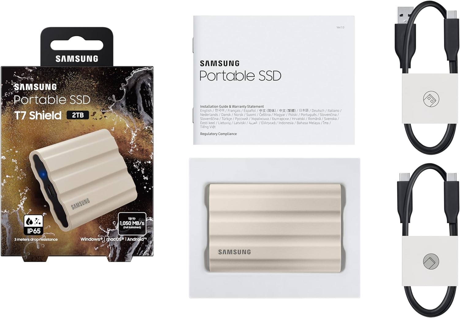 Samsung T7 Shield Portable SSD 2 TB - USB 3.2 Gen.2 External SSD Beige (MU-PE2T0K/EU) 2 TB T7 Shield Beige
