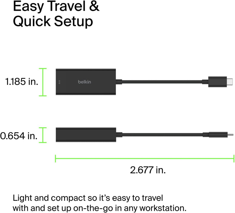 Belkin USB Type C to 2.5 Gb Ethernet Adapter, USB-IF Certified Thunderbolt 3 & 4 / USB-C to LAN Network Adapter Compatible with MacBook Pro/Air, iPad Pro, XPS, Surface, and Other USB-C Devices
