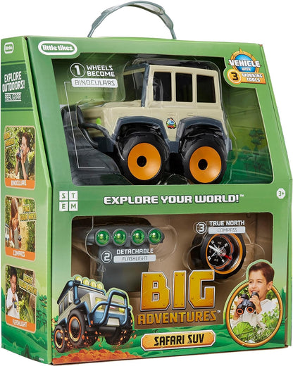 Little Tikes SUV per Safari Big Adventures; Giocattolo STEM; Include Veicolo con Binocolo, Torcia e Bussola; Età: 3+
