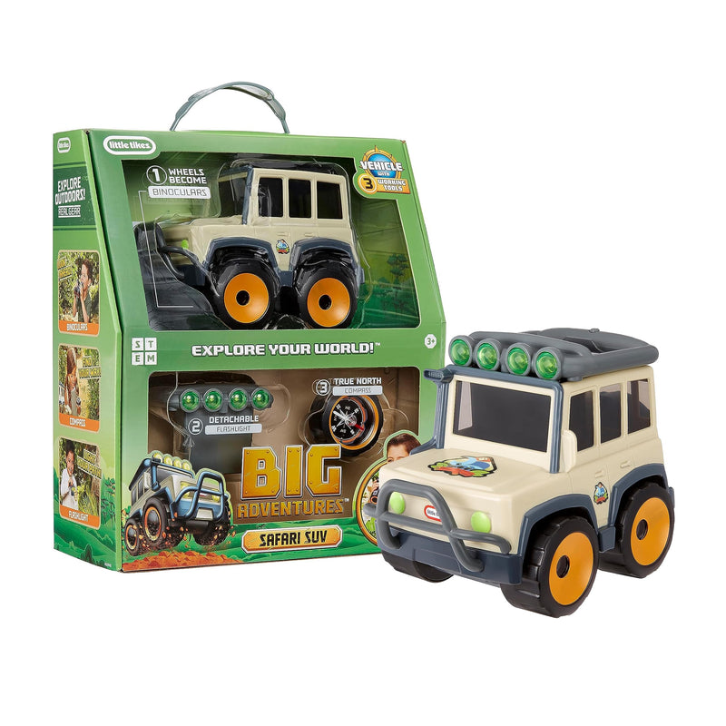 Little Tikes SUV per Safari Big Adventures; Giocattolo STEM; Include Veicolo con Binocolo, Torcia e Bussola; Età: 3+