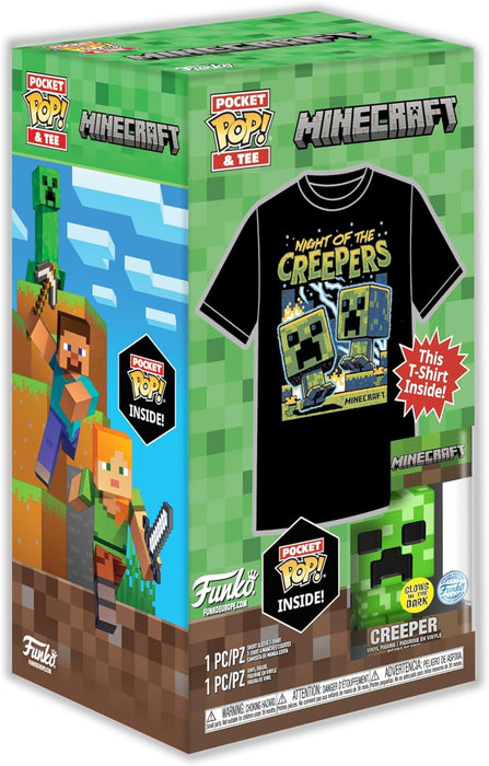 Funko Pocket POP! & Tee: Minecraft - Blue Creeper - T-Shirt - Kleidung Mit Vinyl-Minifigur Zum Sammeln - Geschenkidee - Spielzeug Und Kurzärmeliges Top Für Erwachsene Männer Und Frauen