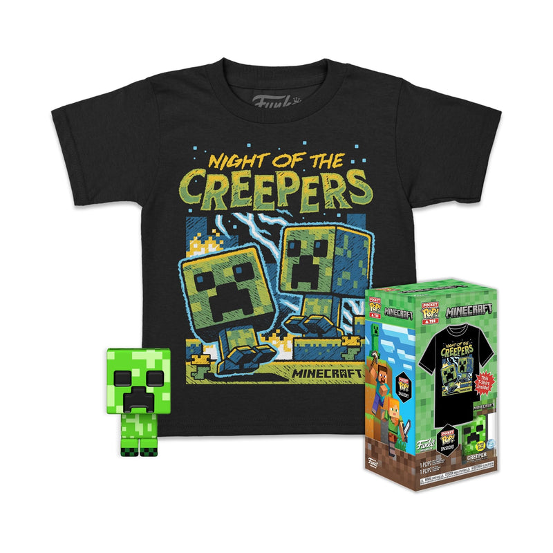 Funko Pocket POP! & Tee: Minecraft - Blue CreeperL - T-Shirt - Kleidung Mit Vinyl-Minifigur Zum Sammeln - Geschenkidee - Spielzeug Und Kurzärmeliges Top Für Erwachsene Männer Und Frauen