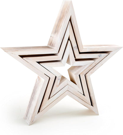 Small Foot Star decorative figures, white, Wood, 34 x 5.5 x 33 cm