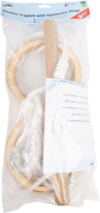 small foot 11909 Trapeze w/Wooden Gymnastic Rings, for mounting on Swing or Climbing Gear, for Children Aged 3+ Years Toys, Brown, Normal