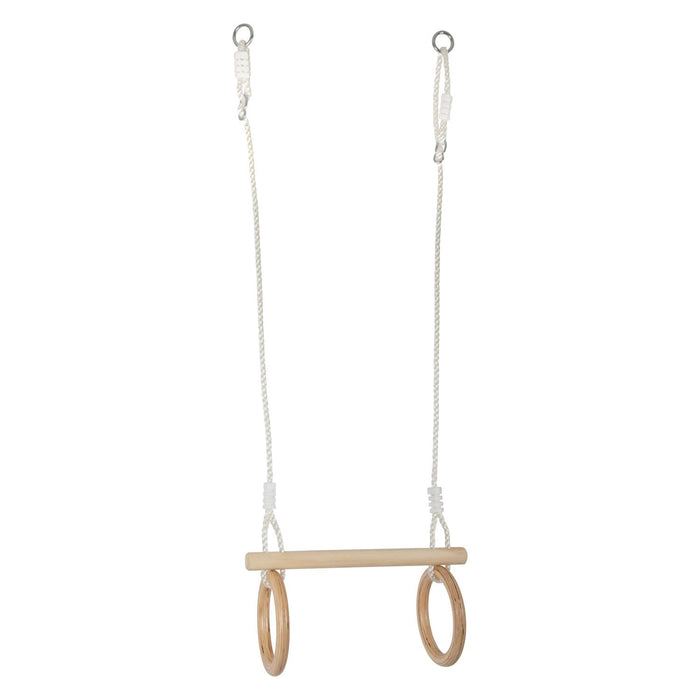 small foot 11909 Trapeze w/Wooden Gymnastic Rings, for mounting on Swing or Climbing Gear, for Children Aged 3+ Years Toys, Brown, Normal