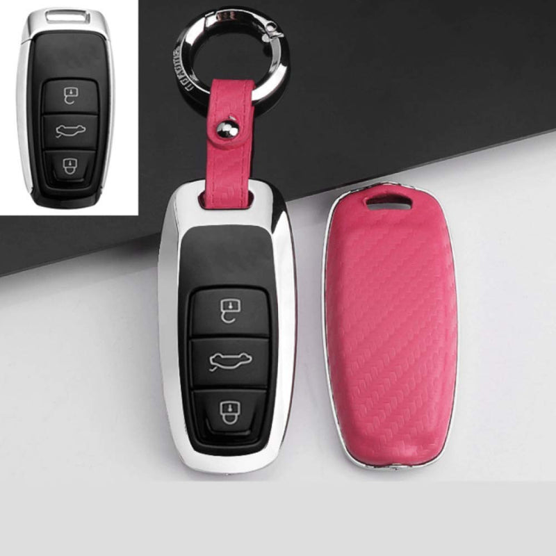 Carbon Fiber pattern Zinc alloy Car Key Cover Case For Audi A3 A4 A4L B5