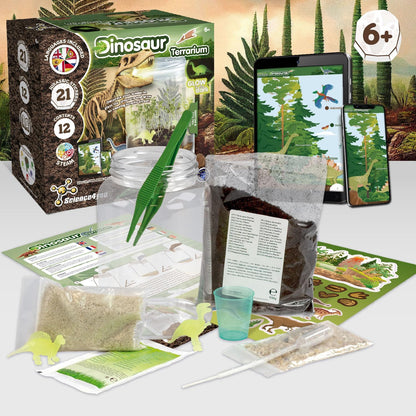 Science4you Dinosaur Terrarium Kit - Make Your Own Terrarium, Glow in the Dark Dinosaurs for Kids, 21 Jurassic Stickers, Toys and Games for Kids 6+ year olds, Gifts for Boys and Girls 6+ year olds