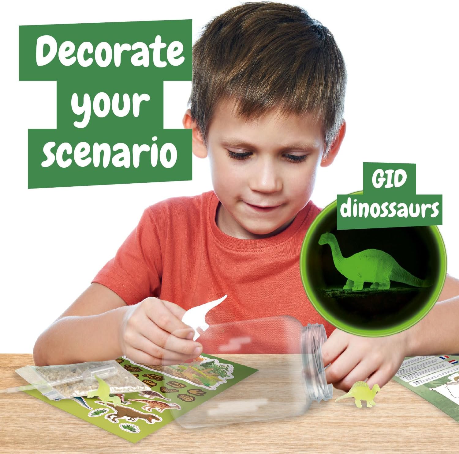 Science4you Dinosaur Terrarium Kit - Make Your Own Terrarium, Glow in the Dark Dinosaurs for Kids, 21 Jurassic Stickers, Toys and Games for Kids 6+ year olds, Gifts for Boys and Girls 6+ year olds