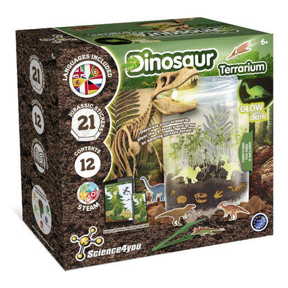 Science4you Dinosaur Terrarium Kit - Make Your Own Terrarium, Glow in the Dark Dinosaurs for Kids, 21 Jurassic Stickers, Toys and Games for Kids 6+ year olds, Gifts for Boys and Girls 6+ year olds