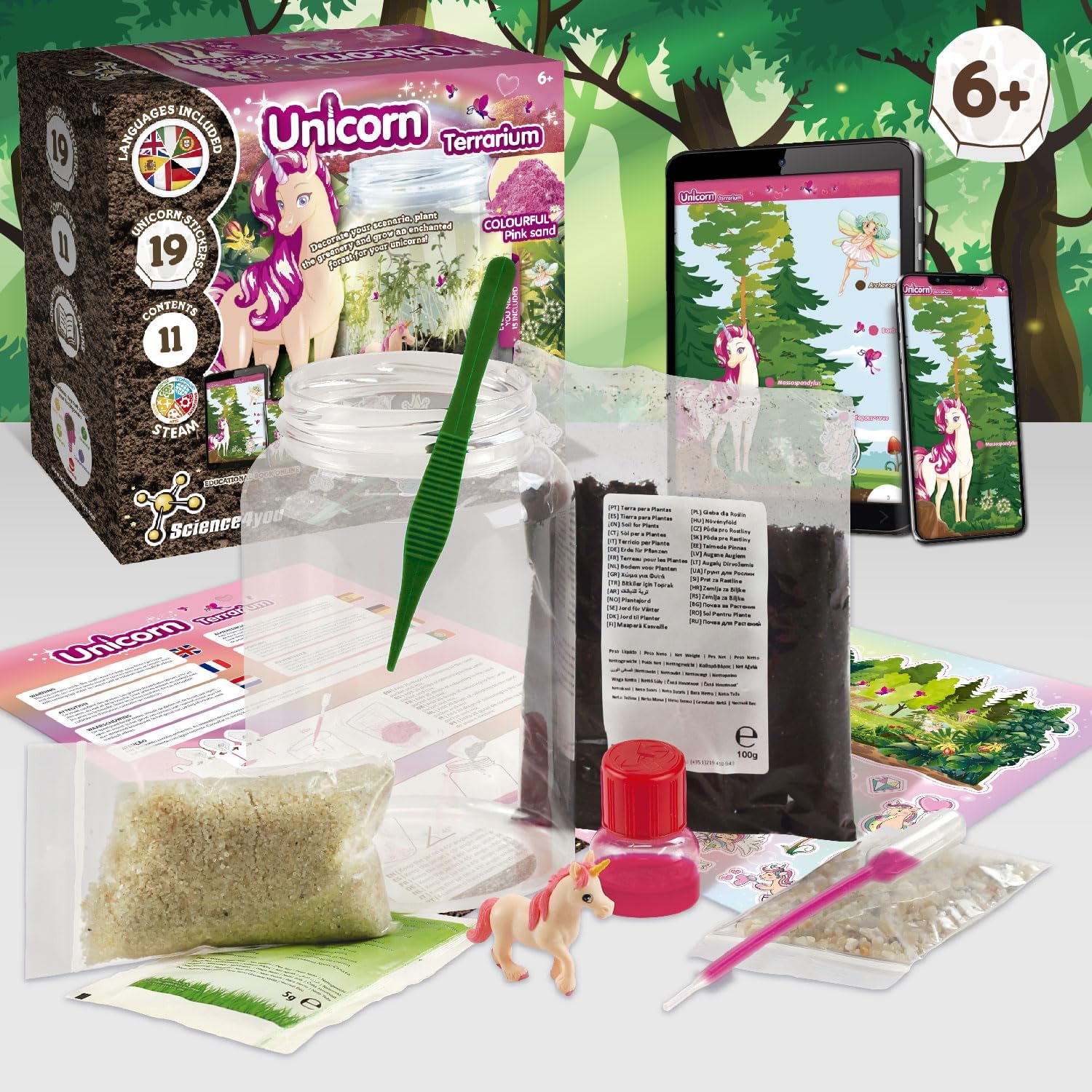 Science4you Unicorn Terrarium Kit - Make Your Own Terrarium, Unicorn Toys for Kids, 19 Unicorn Stickers, Toys and Games for Kids 6+ year olds, Unicorn Gifts for Boys and Girls 6+ year olds