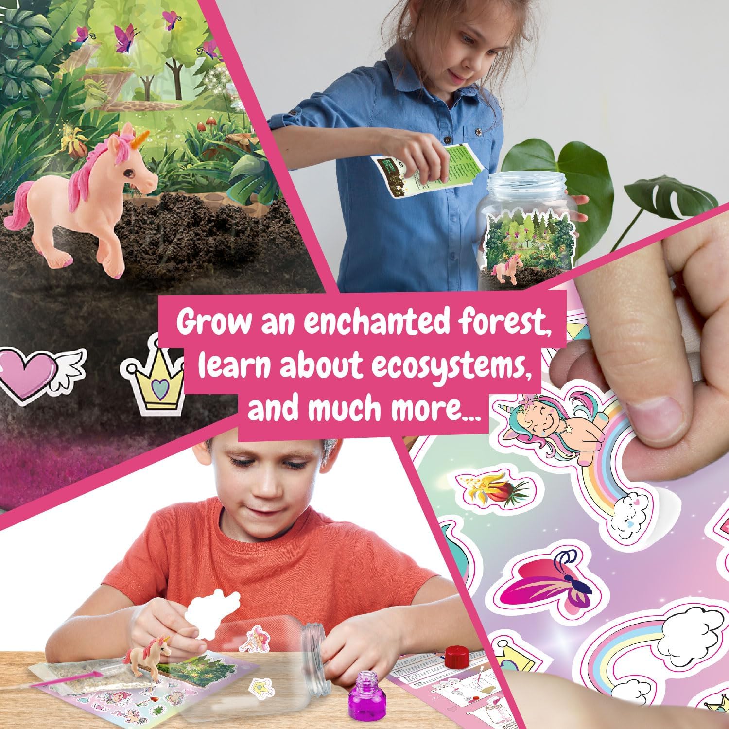 Science4you Unicorn Terrarium Kit - Make Your Own Terrarium, Unicorn Toys for Kids, 19 Unicorn Stickers, Toys and Games for Kids 6+ year olds, Unicorn Gifts for Boys and Girls 6+ year olds