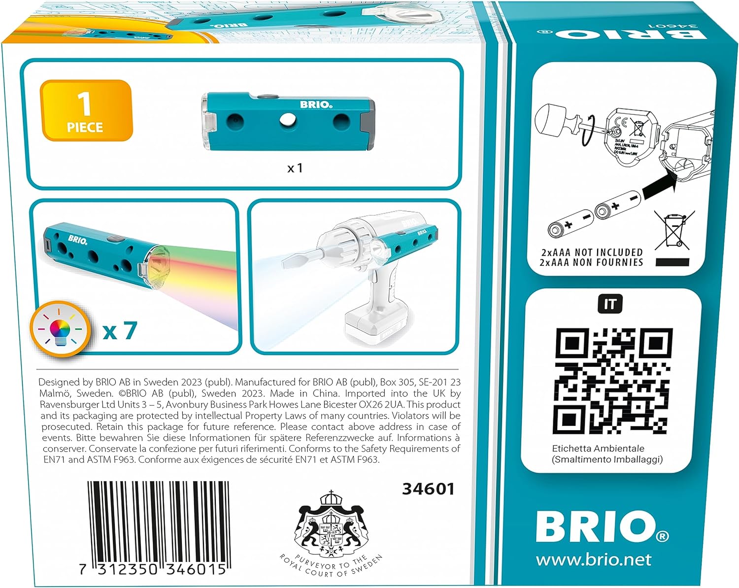 BRIO Builder Flashlight Torch - Building and Construction Toys for Kids Age 3 Years Up - Pretend Play