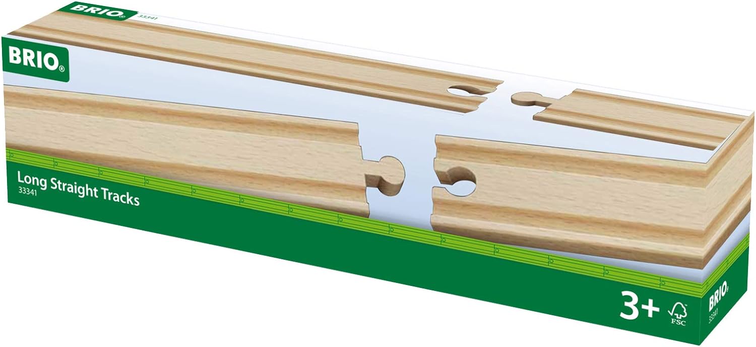 BRIO World Deluxe Train Track Pack Kids Age 3 Years Up & Accessories & Long Straights Wooden Train Track for Kids Age 3 Years Up - Compatible with all Railway Sets & Accessories + Train Track