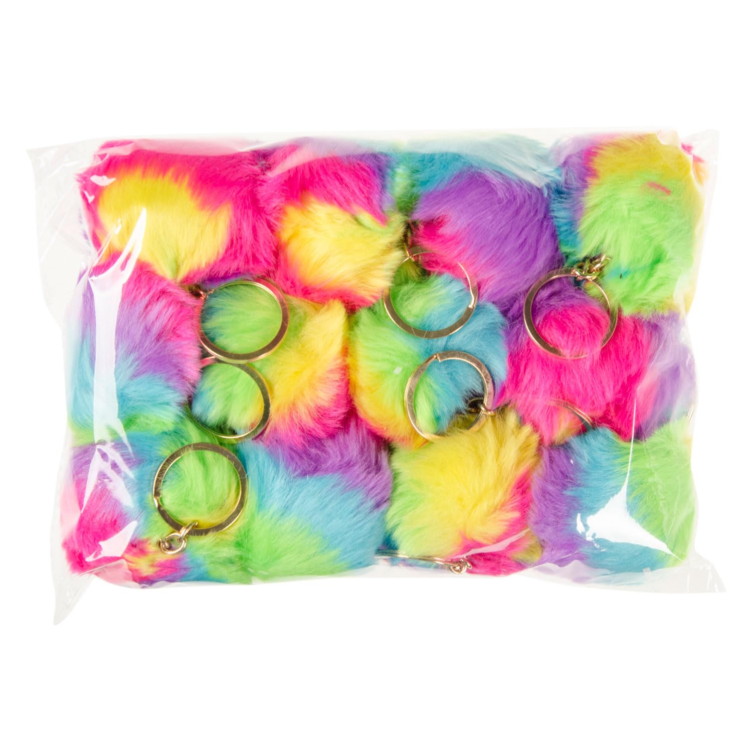 LG-Imports - Fluffy Sleutelhanger Regenboog Bal 12st.