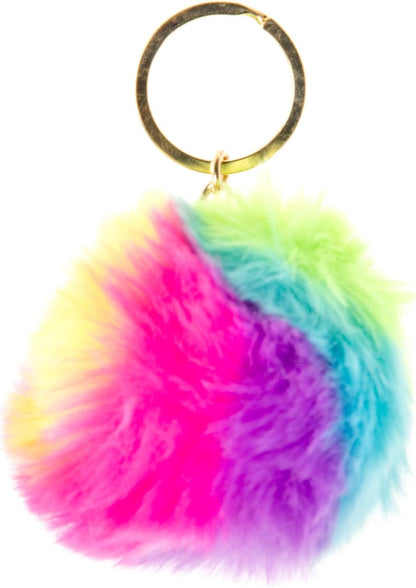 LG-Imports - Fluffy Sleutelhanger Regenboog Bal 12st.