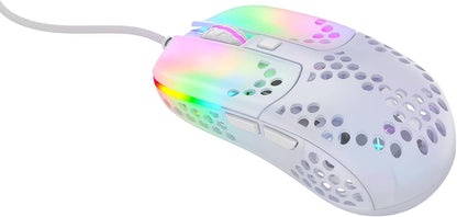 Xtrfy MZ1, ultraleichte kabelgebundene Gaming-Maus, hochmoderner Pixart 3389 Sensor, einzigartige Form für optimales Zielen, einstellbare RGB-Beleuchtung, White Rail Edition White Rail Edition kabelgebunden