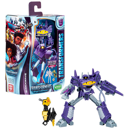 Transformers Toys EarthSpark Deluxe Class Shockwave, 12.5-cm Action Figure, Robot Toys for Children Aged 6 and Up