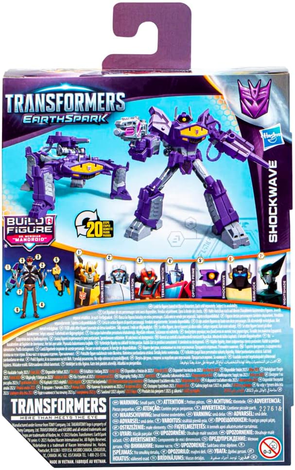 Transformers Toys EarthSpark Deluxe Class Shockwave, 12.5-cm Action Figure, Robot Toys for Children Aged 6 and Up