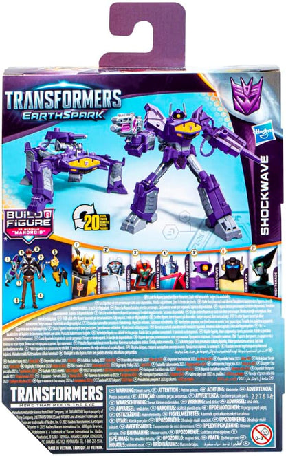 Transformers Toys EarthSpark Deluxe Class Shockwave, 12.5-cm Action Figure, Robot Toys for Children Aged 6 and Up