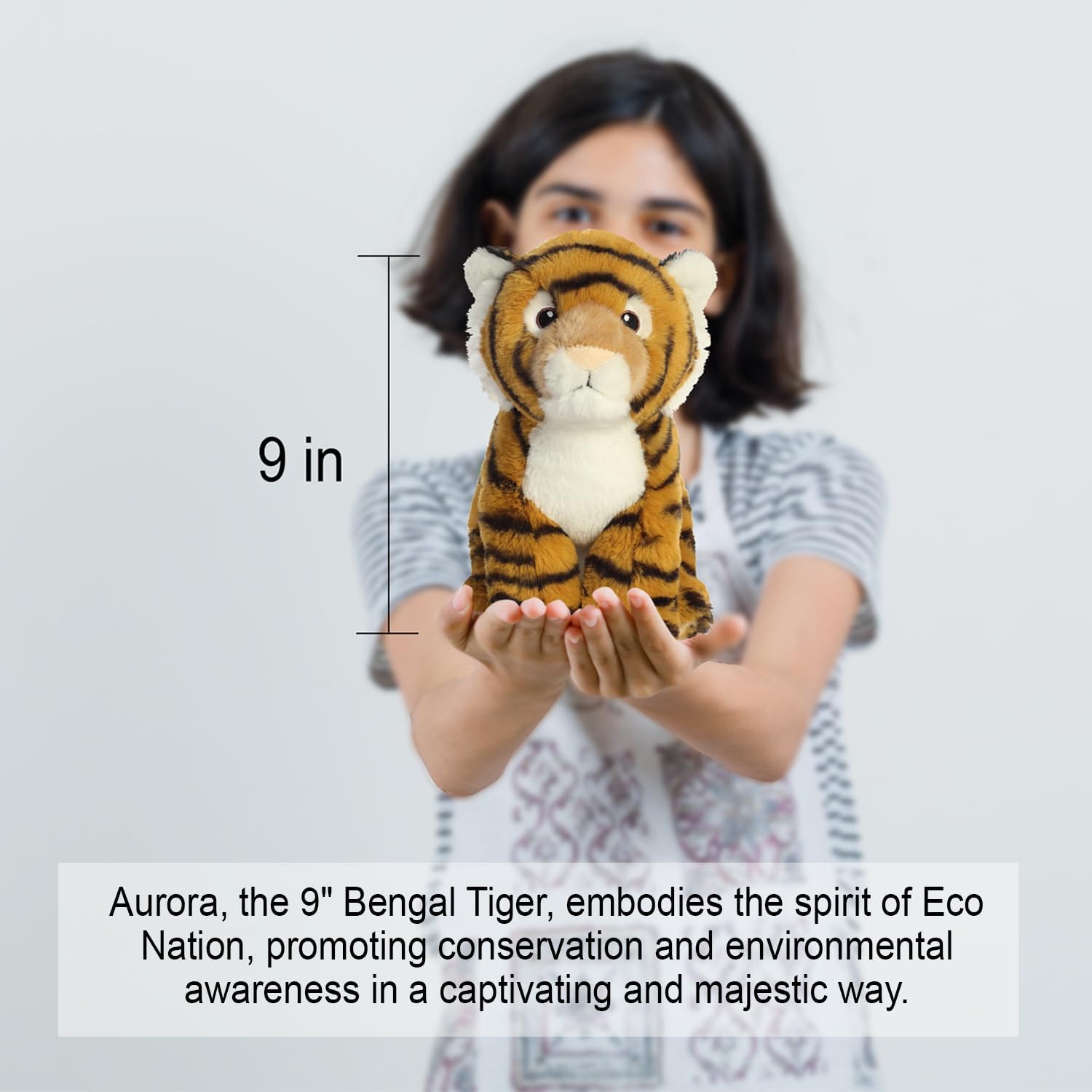 Aurora, 35000, Eco Nation Bengal Tiger, 9In, Soft Toy, (Orange, Black, White