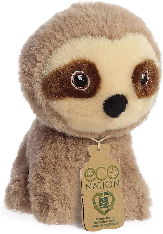 AURORA, 35081, Eco Nation Mini Sloth, 5In, Soft Toy, Brown