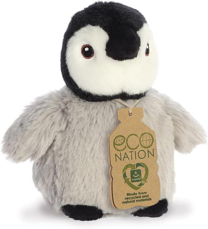 Aurora, 35083, Eco Nation Mini pingüino, 13cm, Peluche ecológico, Gris
