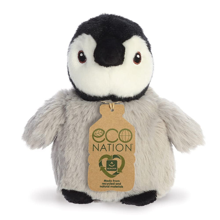 Aurora, 35083, Eco Nation Mini pingüino, 13cm, Peluche ecológico, Gris