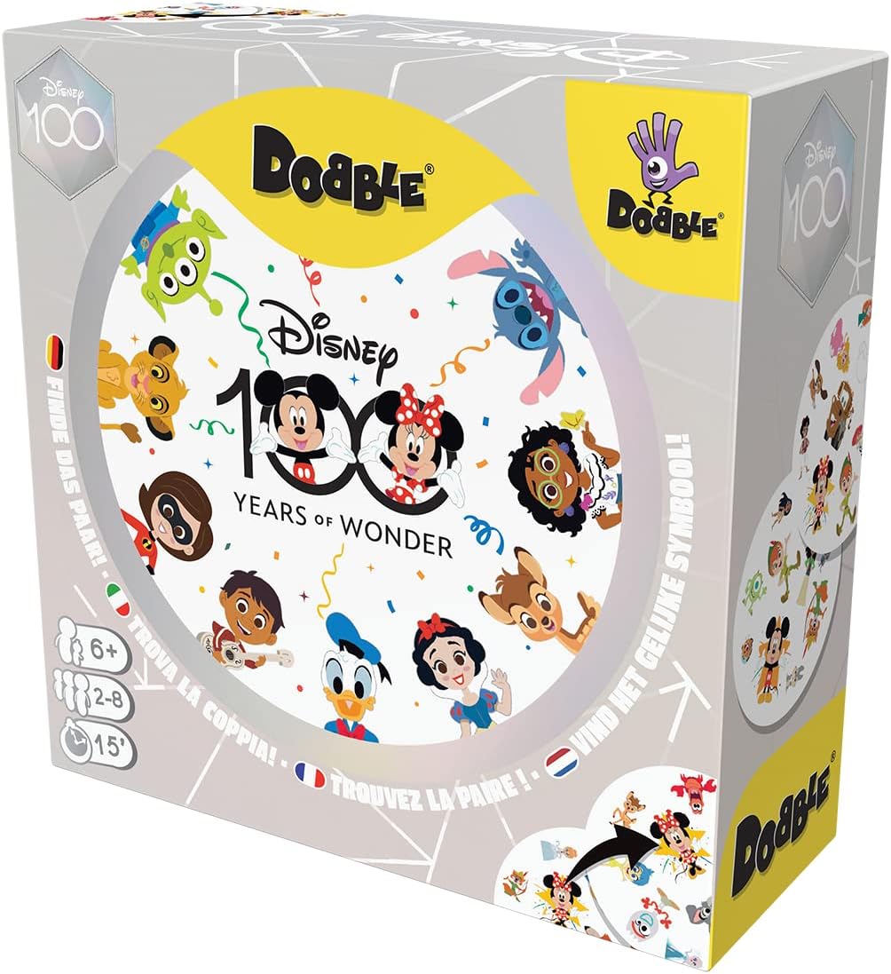 Zygomatic, Dobble Disney, Familienspiel, Kartenspiel, 2-8 Spieler, Ab 6+ Jahren, 15 Minuten, Deutsch, Mehrsprachig, 4. 90 Karten