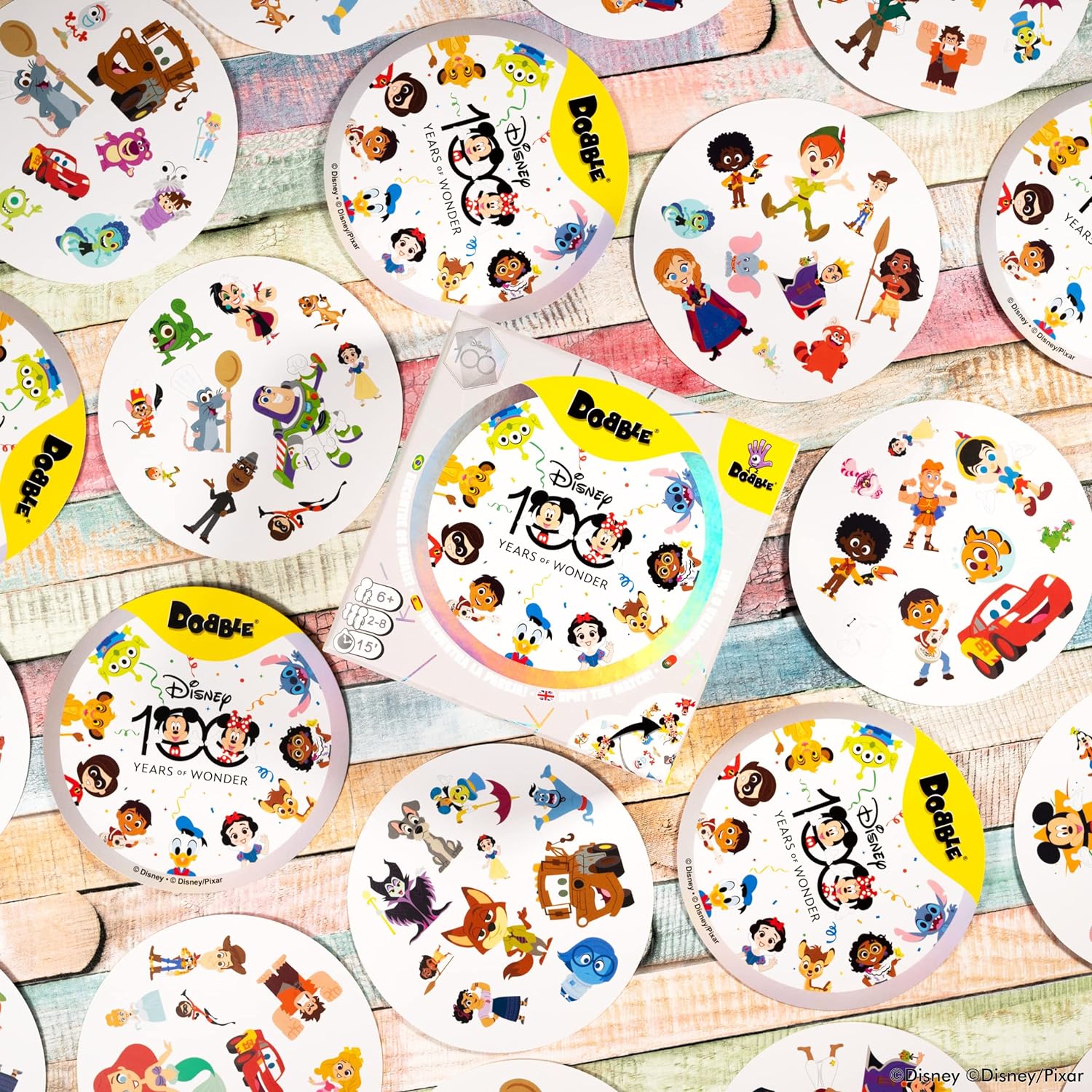 Zygomatic, Dobble Disney, Familienspiel, Kartenspiel, 2-8 Spieler, Ab 6+ Jahren, 15 Minuten, Deutsch, Mehrsprachig, 4. 90 Karten