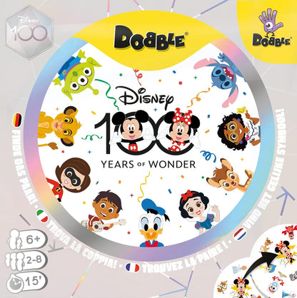 Zygomatic, Dobble Disney, Familienspiel, Kartenspiel, 2-8 Spieler, Ab 6+ Jahren, 15 Minuten, Deutsch, Mehrsprachig, 4. 90 Karten