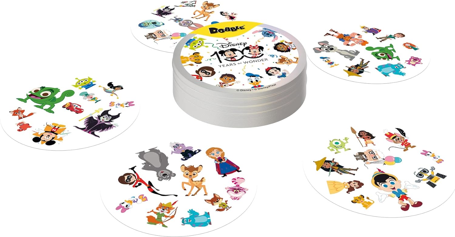Zygomatic, Dobble Disney, Familienspiel, Kartenspiel, 2-8 Spieler, Ab 6+ Jahren, 15 Minuten, Deutsch, Mehrsprachig, 4. 90 Karten
